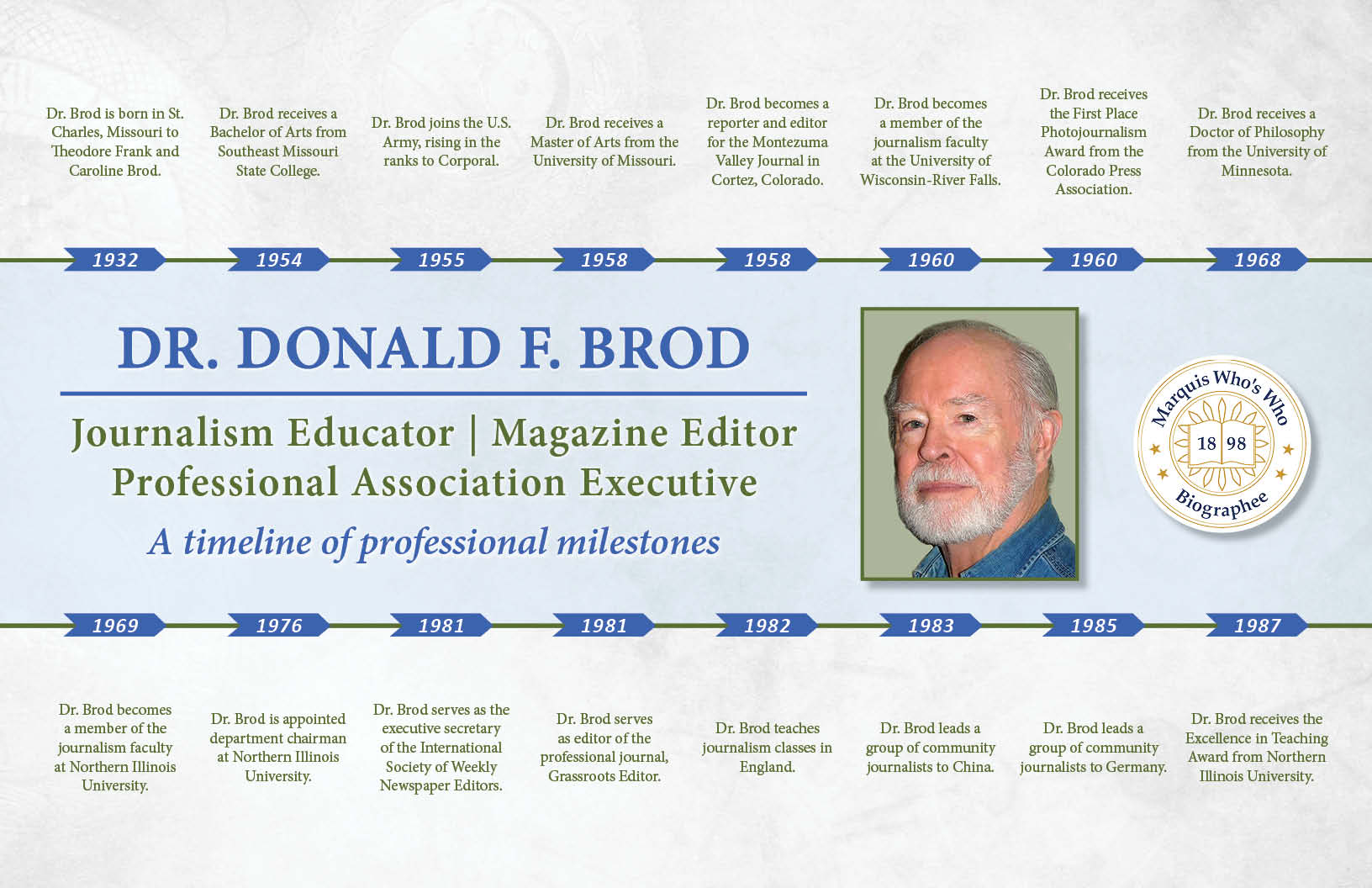 Donald Brod Professional Milestones