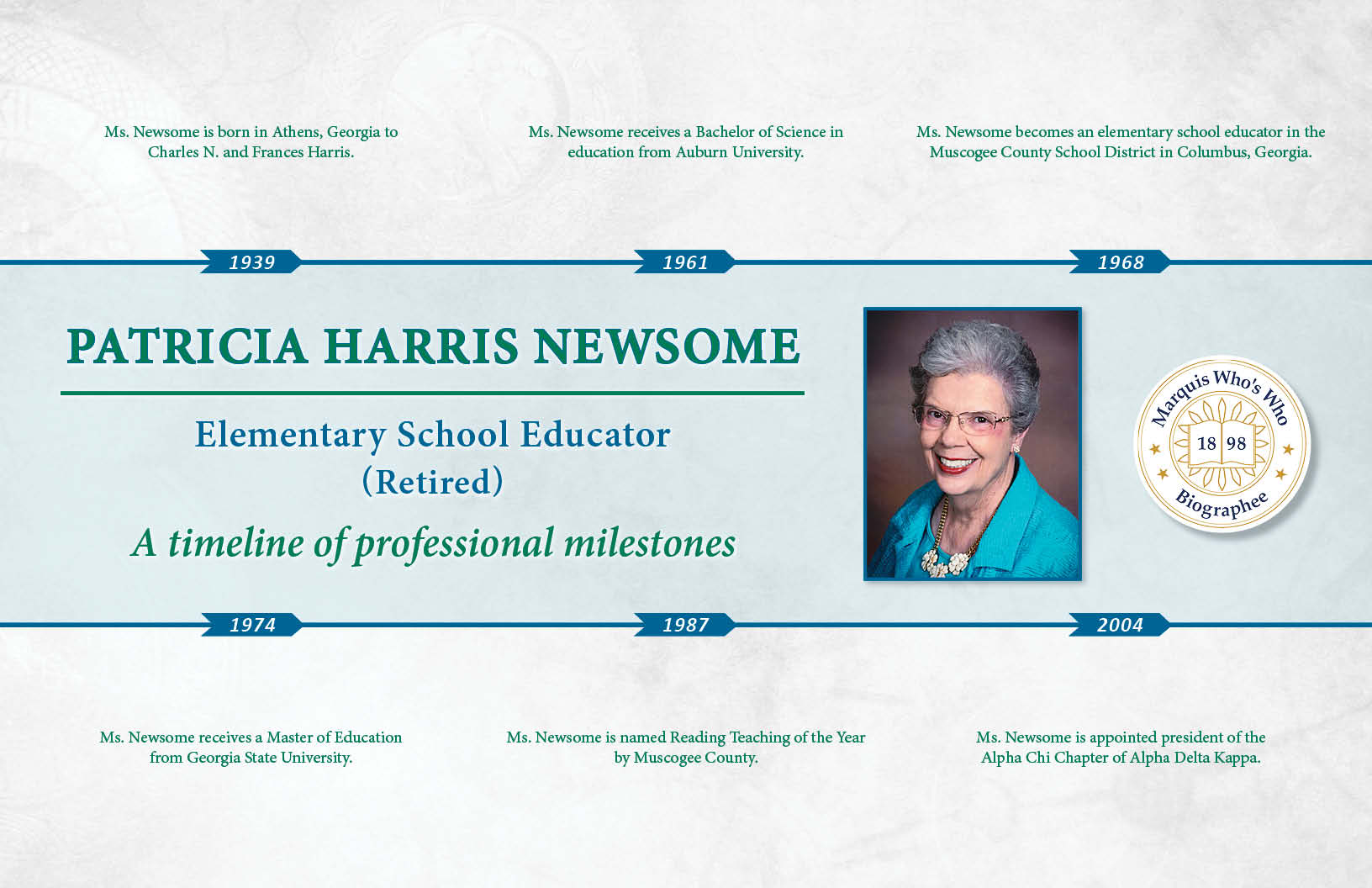 Patricia Newsome Professional Milestones