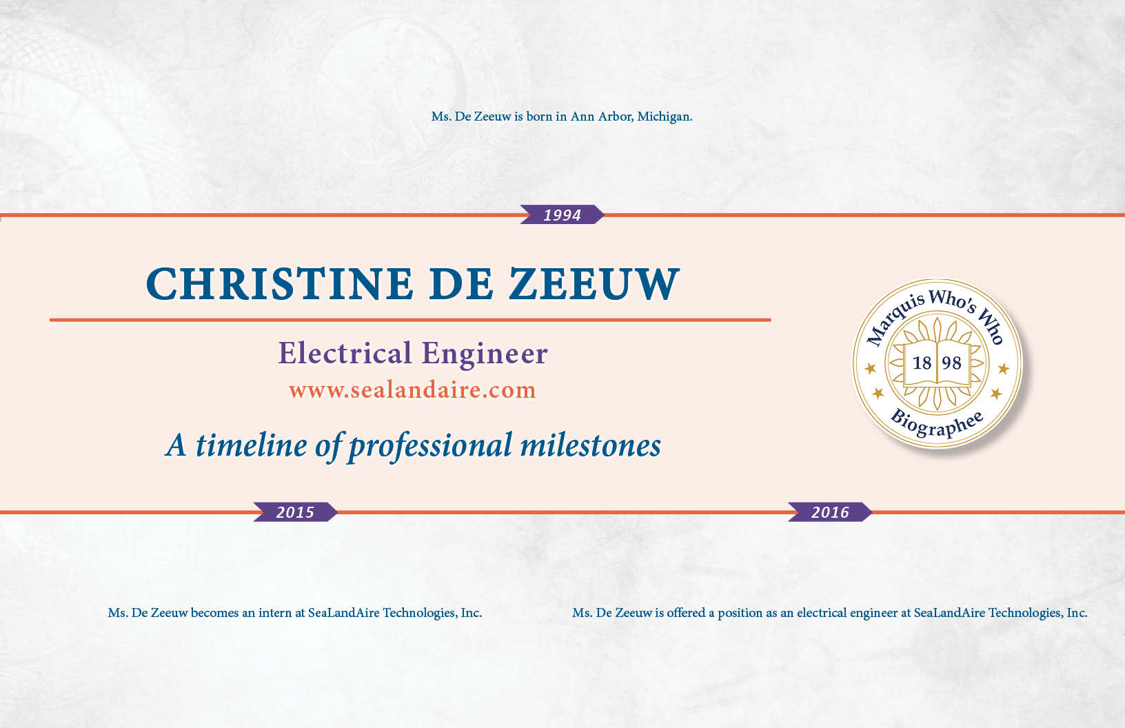 Christine DeZeeuw Professional Milestones